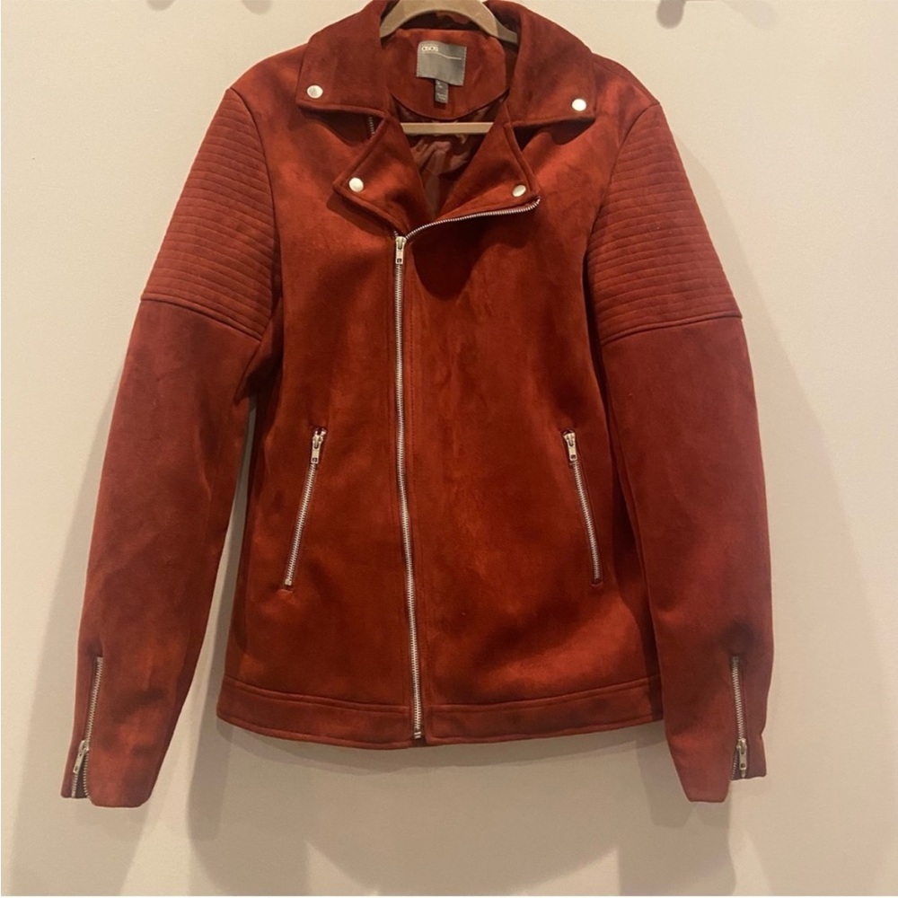 ASOS Rust Red Suede Biker Jacket - Picture 4 of 10